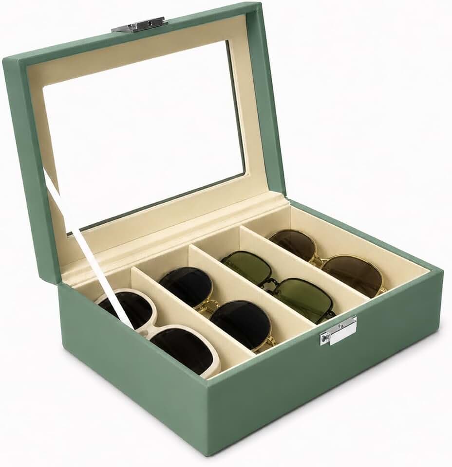 UnionPlus Vegan Leather Multi-Slots Sunglasses Eyeglasses Organizer
