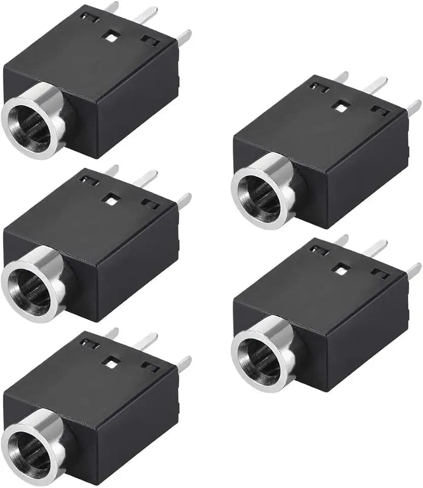 uxcell PCB Mount 3.5mm 5 Pin Socket Headphone Stereo Jack PJ358 Black 5Pcs