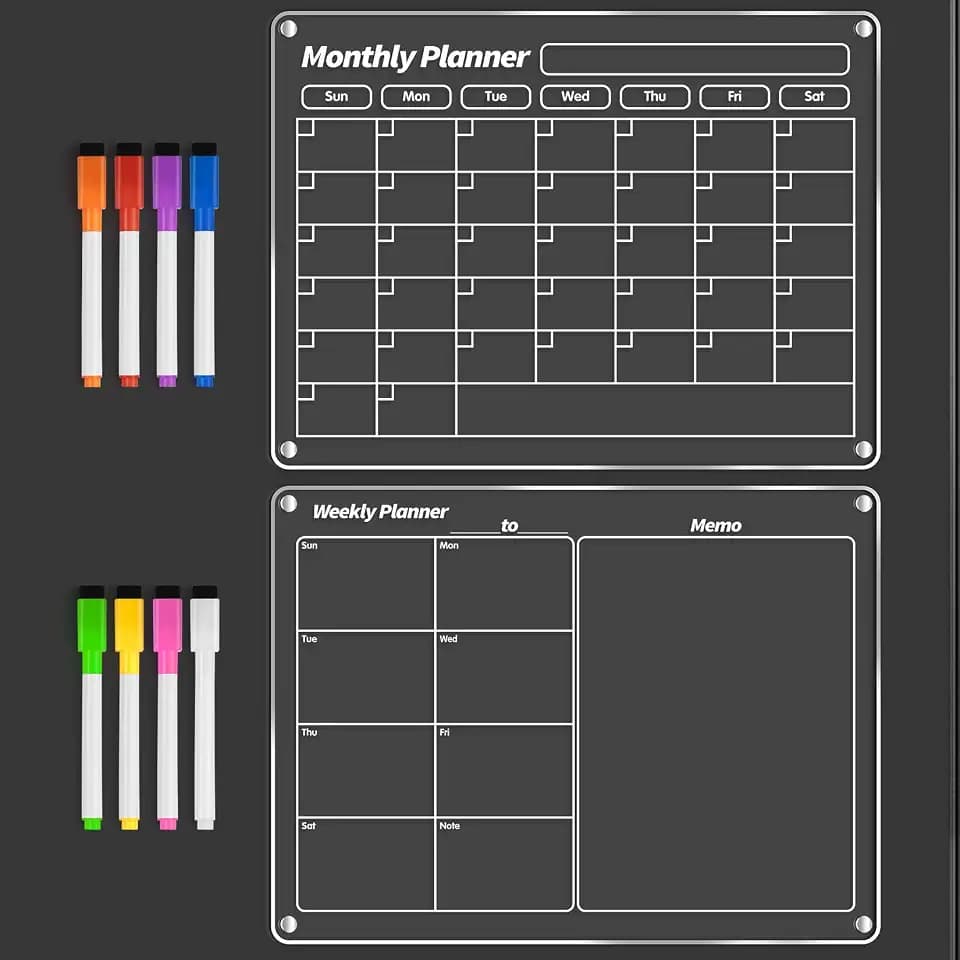 FINDMAG Magnetic Calendar, Fridge Magnets for Whiteboard Dry Erase, 2 Pcs