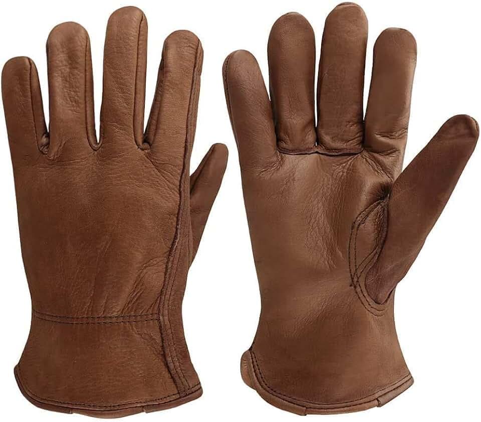 Arbeitshandschuhe aus Leder für Fahrer/Motorrad/Reiten/Hofarbeit/Farm-Weich und perfekte Passform für Herren und Damen (Retro, XL)