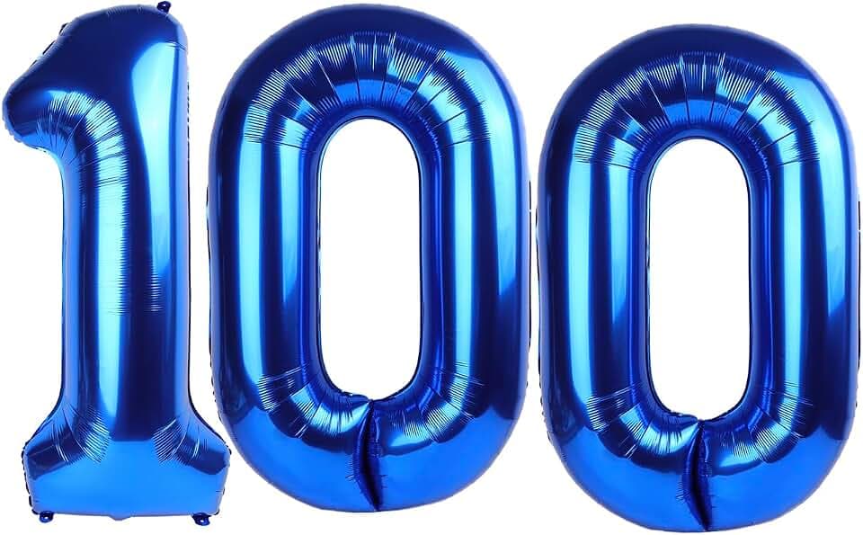 Navy Blue 100 Balloon - Number Balloon 40 Inch, 100th Birthday Decorations