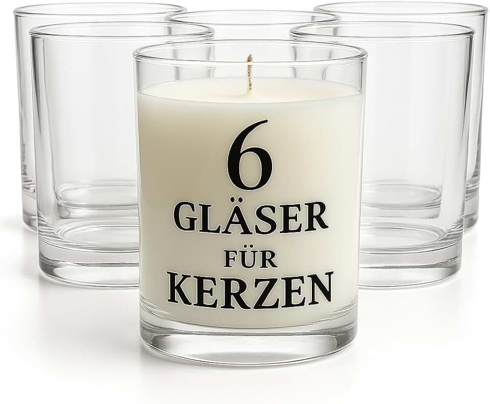 Glasmark KROSNO 1992 Kerzengläser Set 6 Stück Kerzen Gläser zum Kerzenmachen Transparent Leer DIY 275 ml, Klar