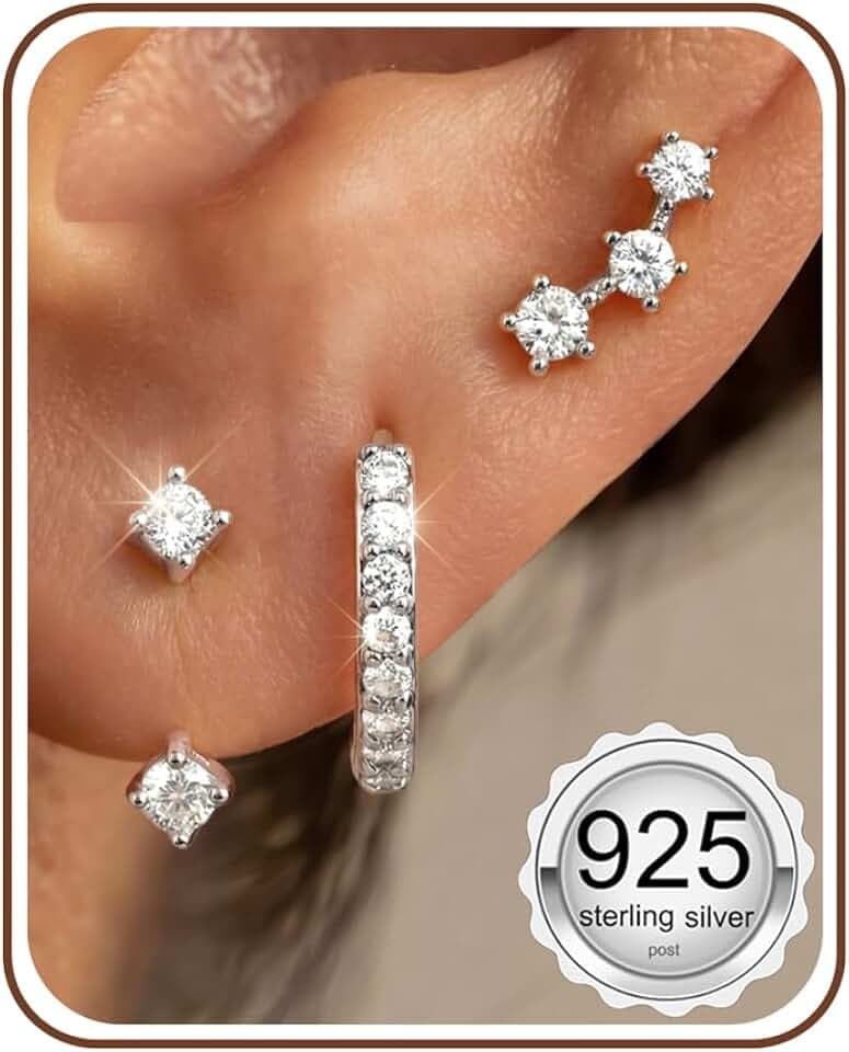 FIASASO Sterling Silver Earrings for Women Hypoallergenic Stud Hoop Earring