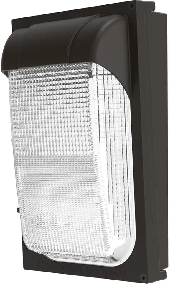 Lithonia Lighting 7.5" Mini LED Wall Pack Outdoor Light Fixture, Building Wall Light, Adjustable Lumens, 5000K Daylight, MVOLT 120-277V, IP65, Glass Lens, Bronze (TWX1 LED ALO 50K MVOLT DDBTXD)