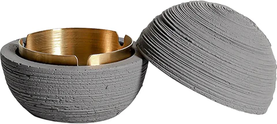 Cutfouwe Deko-Mülleimer - Betonbehälter mit Metall-Innenfutter, Vielseitig für Innen und Außen,Grau,12cm