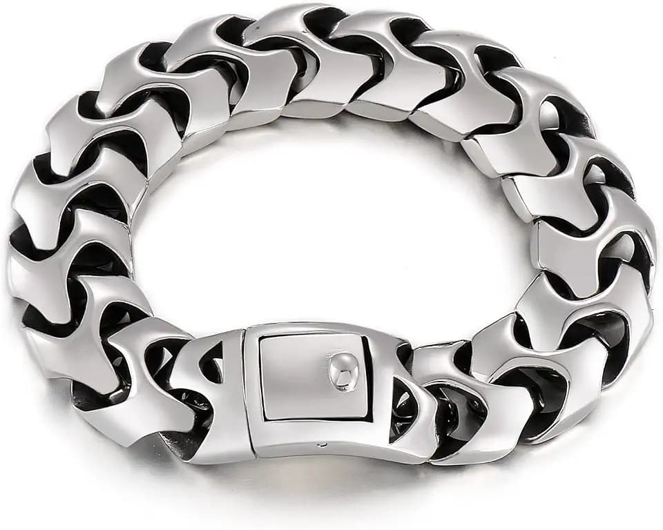 Wrist Armor Style Chain Men Bracelet Stainless Steel Punk Jewelry Silver Black Gold Cool Gifts for Mens 8.26in/8.66in/9.05in/9.44in