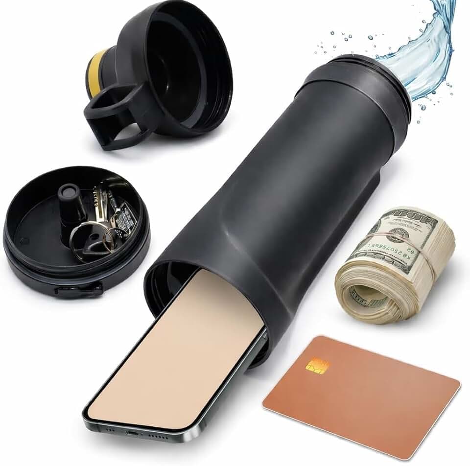 Diversion Water Bottle 13.5oz - Biggest Hidden Wallet Compartment - Best For Travel Or Hidden Safe For The Home - BPA Free Black Diversion Safe Storage