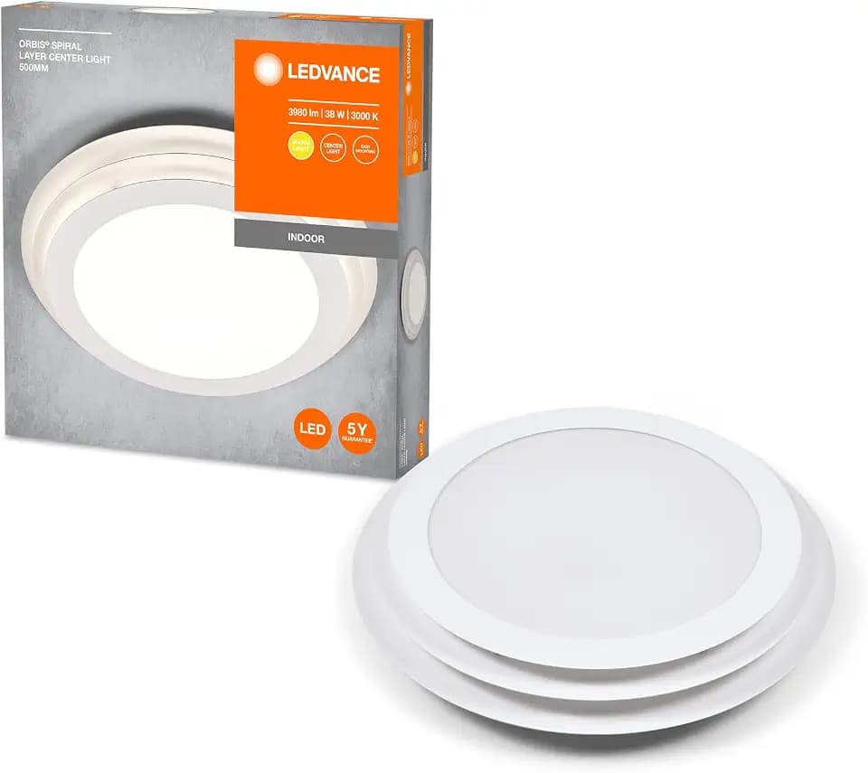 Ledvance ORBIS SPIRAL LAYER CL LED Deckenleuchte, weiß, 35W, 4000lm, 500mm Durchmesser, sehr homogene Lichtverteilung, direktes & indirektes Licht, integriertes LED-Modul, lange Lebensdauer, 3000K
