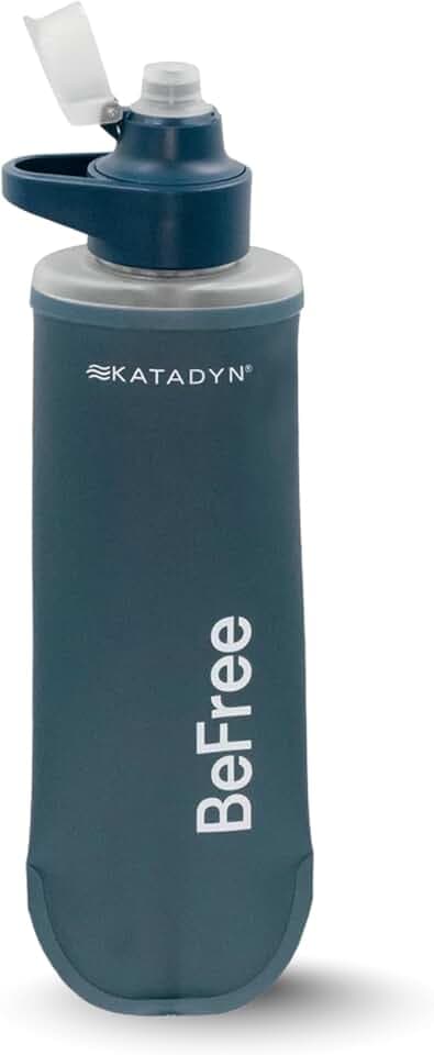 Katadyn BeFree Wasserfilter AC 0.5L - Schieferblau, Ultraleichte Filterflasche mit Aktivkohle & EZ-Clean Membrane™ – immer und überall sicheres Trinkwasser, ideal für Outdoor, Backpacking, Wandern