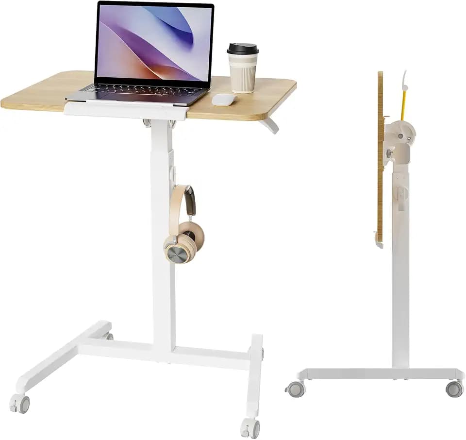 ETHU Laptoptisch mit Rollen, Neigbarer Stehpult Höhenverstellbar