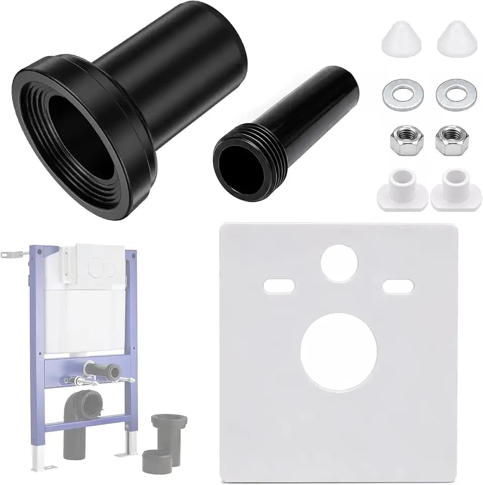 WC Anschluss Set, kompatibel mit Geberit WC Anschlussrohr 152.426.46.1, für PE Rohrdurchmesser 90/110, enthält WC Anschlussgarnitur, Schallschutzset für Wand WC (16.002.00.0000) & Montagezubehör
