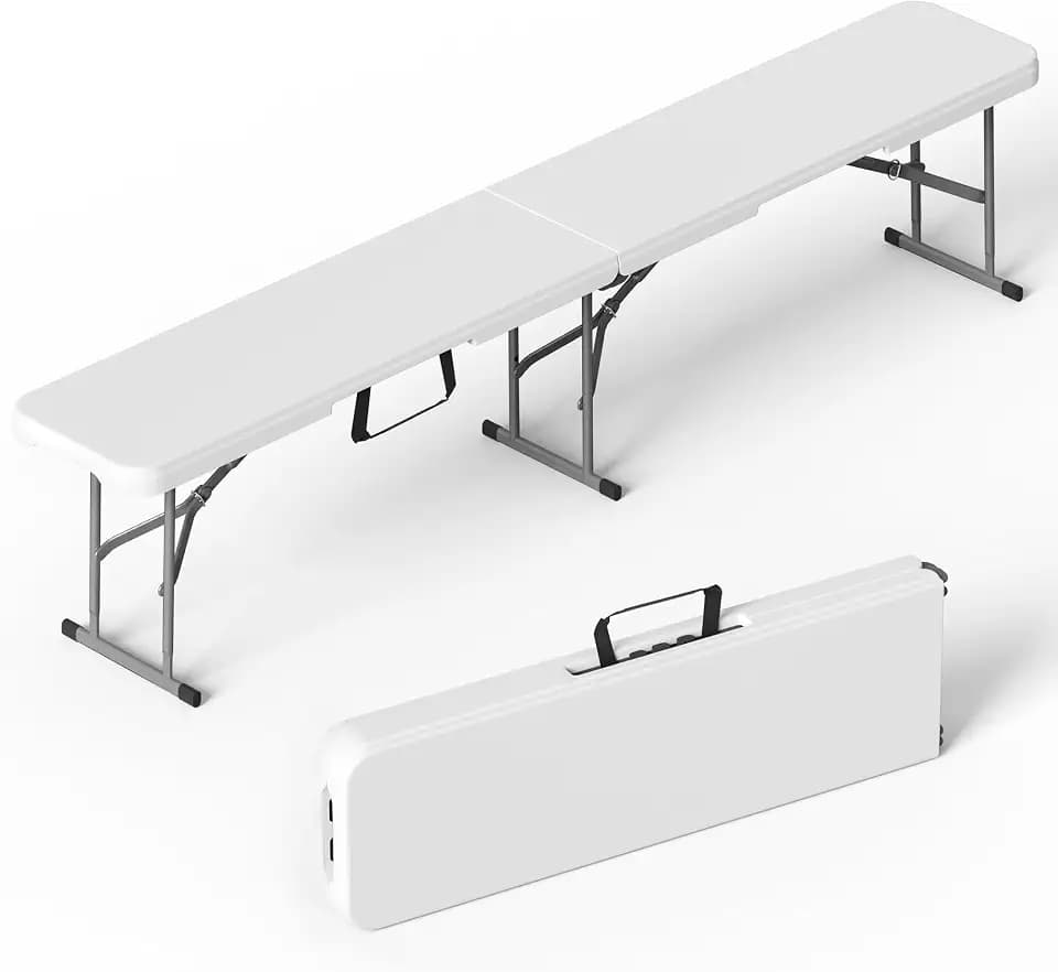 VSOAEIL 6 Foot Folding Bench, 6 FT Foldable Plastic Bench Indoor & Outdoor