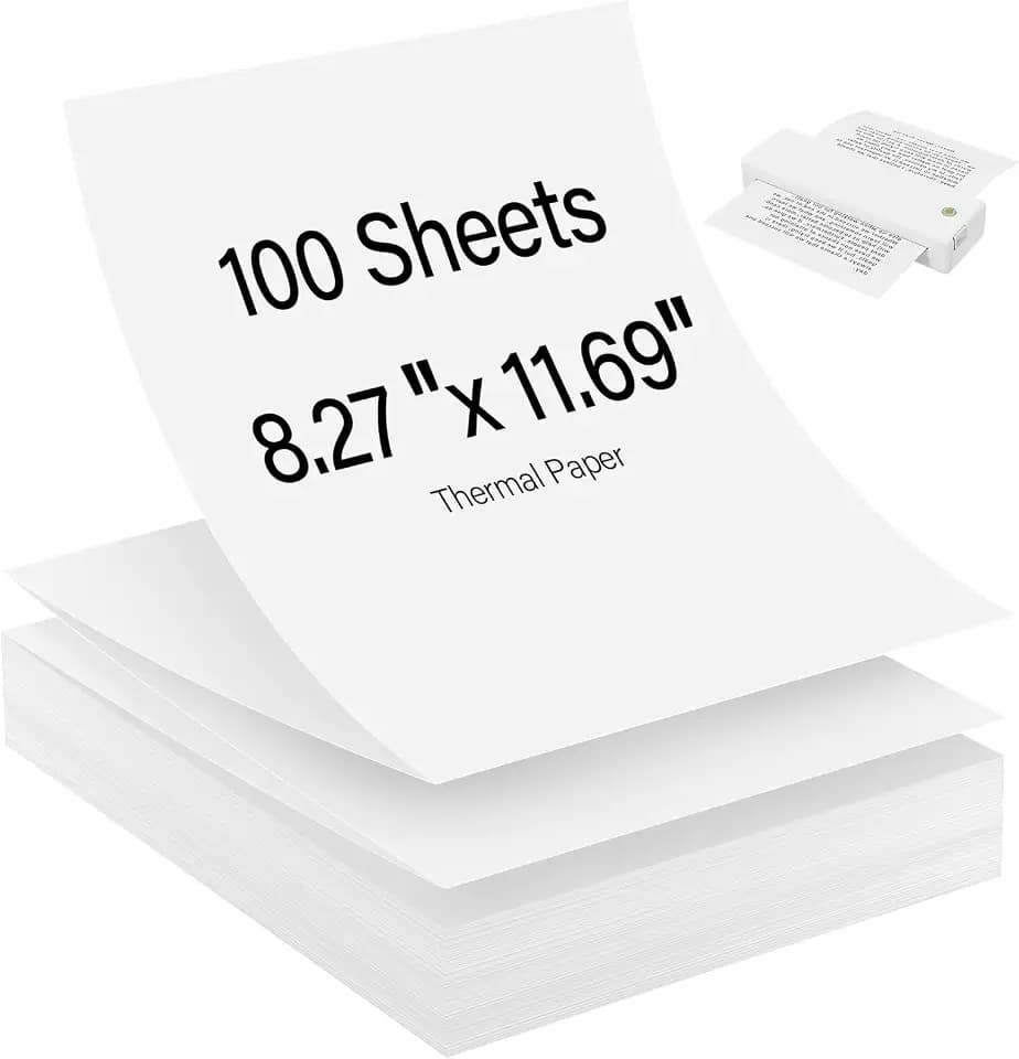 Thermopapier A4, 100 Blatt Schnelltrocknendes thermopapier A4, 210x297mm Faltbares Thermopapier, BPA-frei, Schnelltrocknendes Thermodrucker Papier für Dokumenten, Webseiten und Fotos