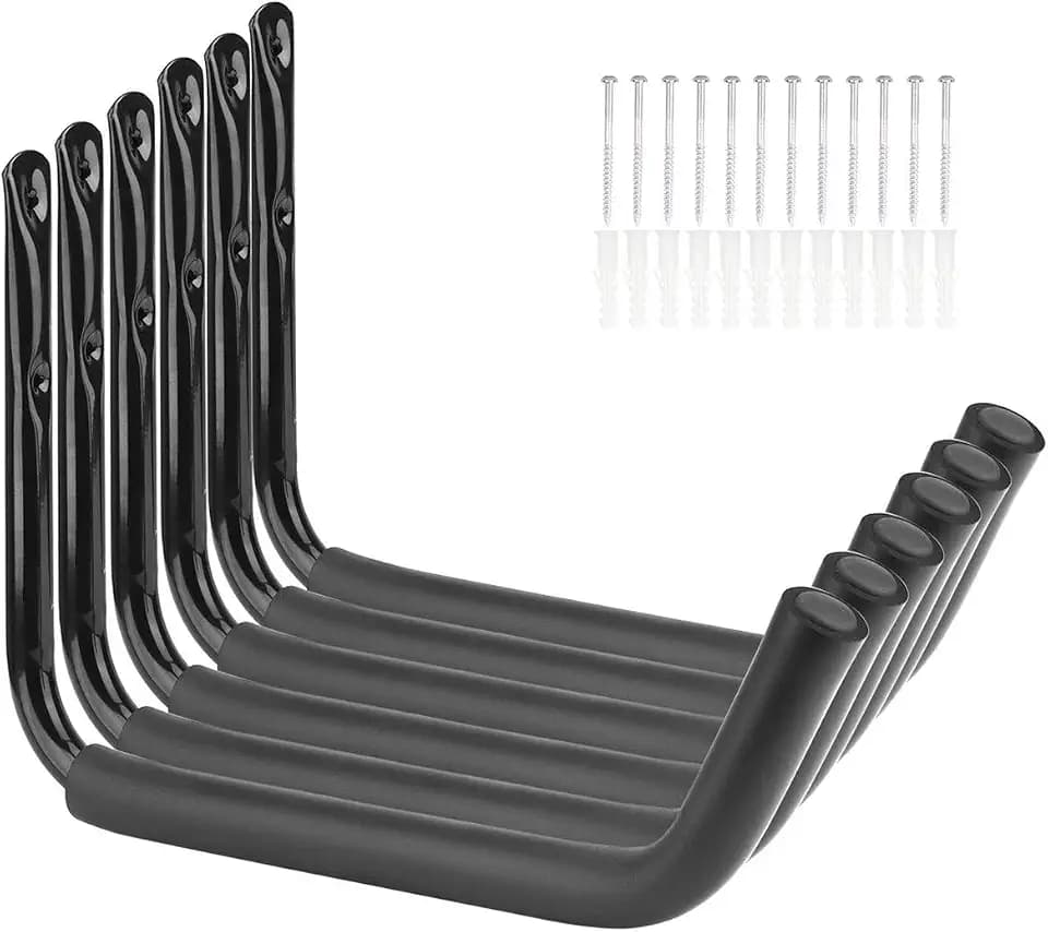 Garage Storage Heavy Duty Hooks, 15Inch Jumbo Arm Kayak Rack, 6 Pack Wall Mount Canoe Hangers