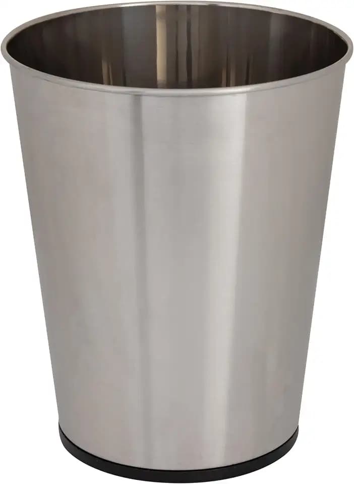 Bath Bliss 5 Liter Small Wastebasket, Stainless Steel | Compact Round Open Top Trash Can | Durable Bathroom Bedroom Dorm Office Garbage Bin | Stylish Space-Saving Waste Disposal Container