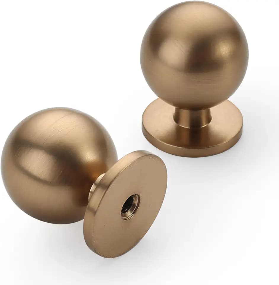 9BUILD 10 Pack Champagne Bronze Cabinet Knobs,Solid Round Drawer Pulls