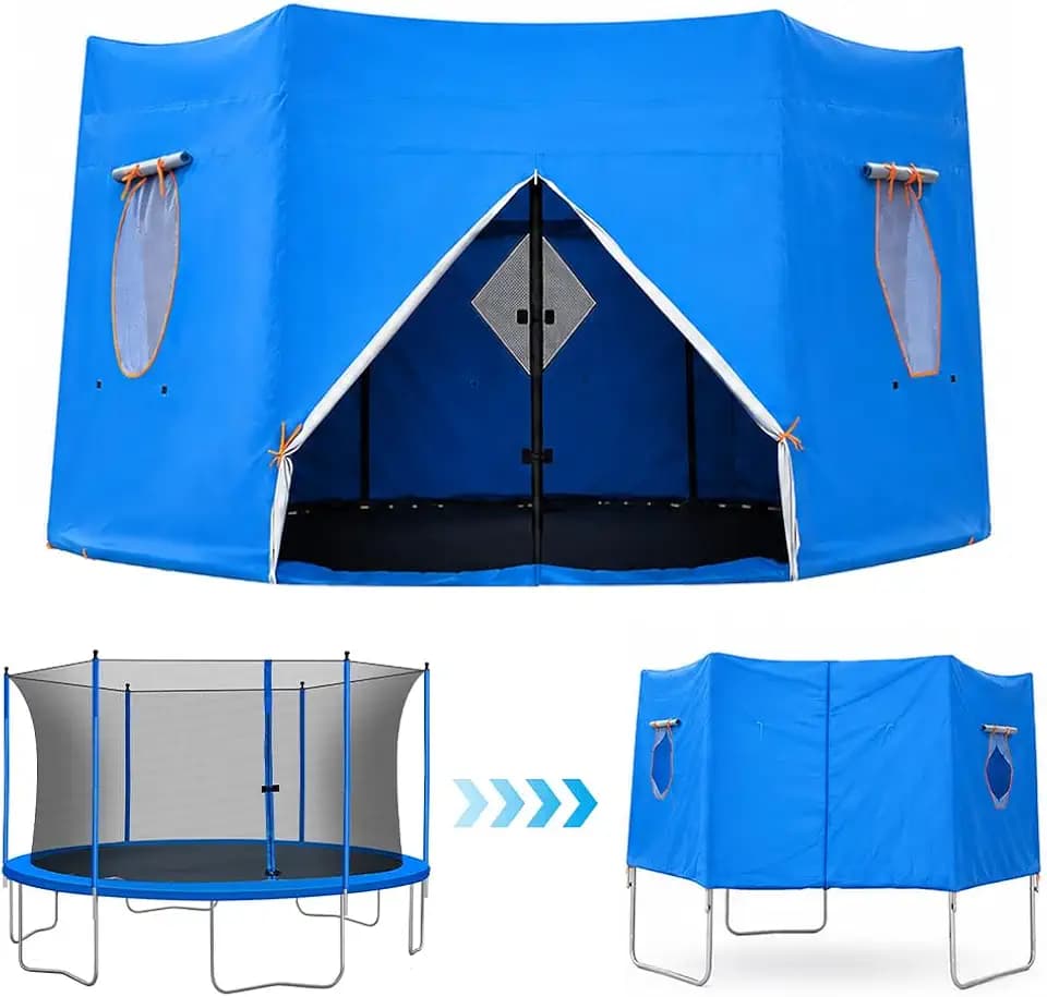 Trampolin Zeltabdeckung, 6/8FT Wasserdicht UV-Schutz Trampoline Zelt, Blau Faltbares Oxford Trampolin Zelt, Anti-Reißschutz Trampolin Schatten, Trampolin Abdeckung für Sonne Regen Schutz