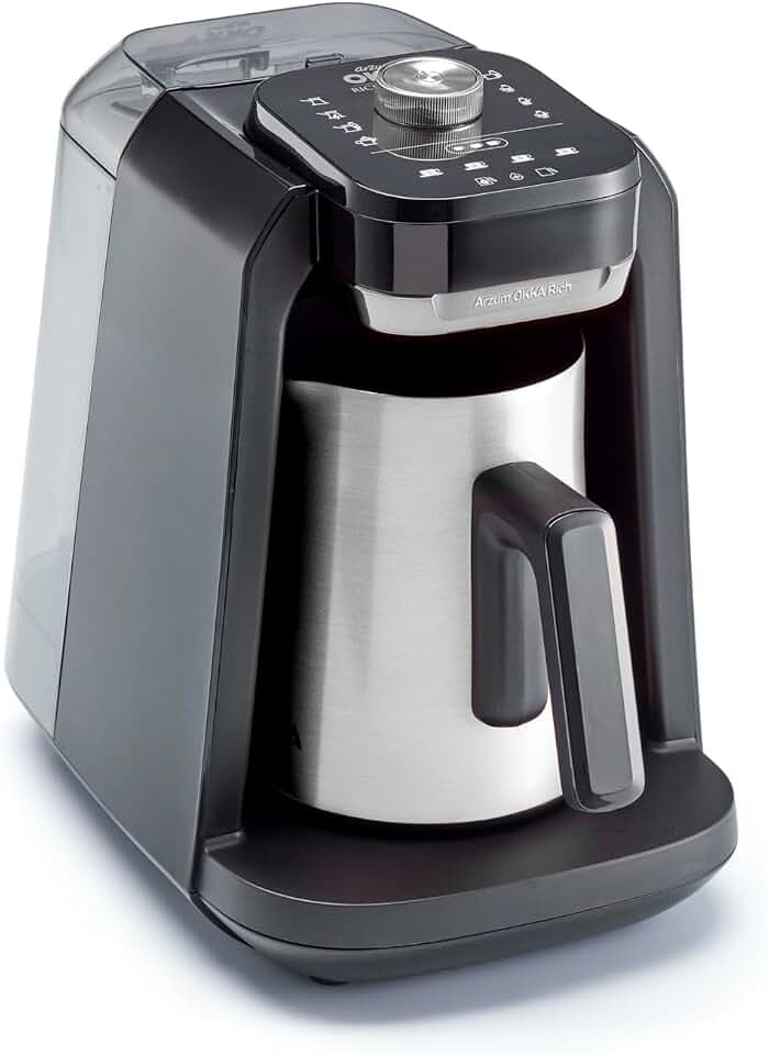 Arzum Okka Rich Pro Plus Türkische Kaffeemaschine, Vollautomatische Mokka Maschine Mit 1,3 Liter Wassertank, Patentiertem Rührwerk Und 8 Betriebsmodi Für Milch- Und Kaffeegetränke