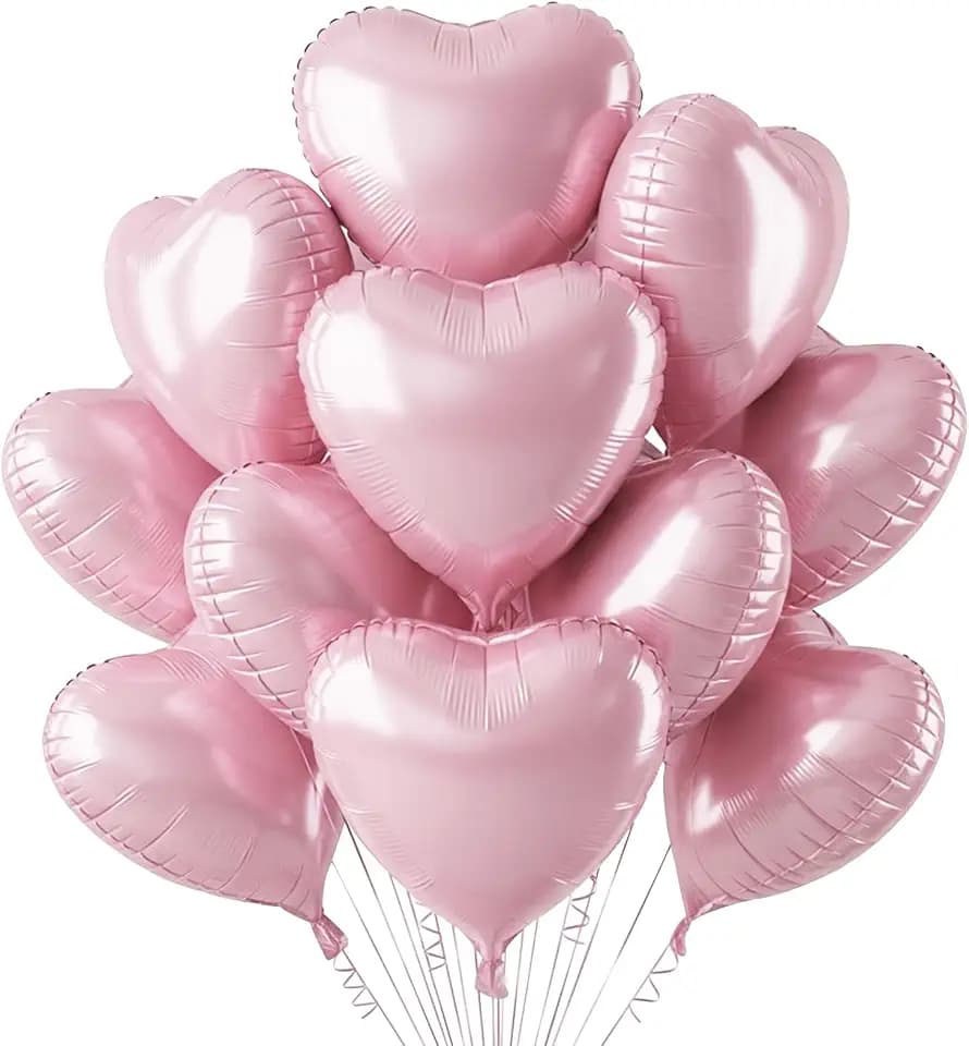 TONIFUL 30 Pcs Matte Pink Heart Balloons 18 Inch Heart Shape Foil Balloon