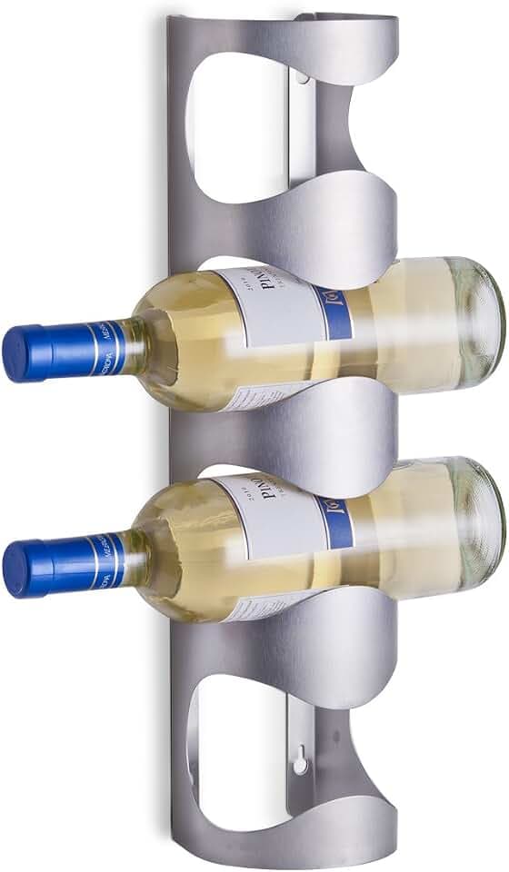 Zeller 27365 Wand-Flaschenhalter, Edelstahl, 11,5x9,8x45 cm