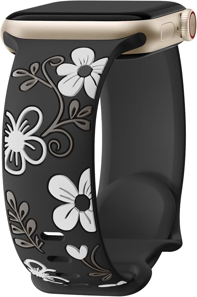 Witzon Floral Silicone Band Compatible with Apple Watch Bands For Women