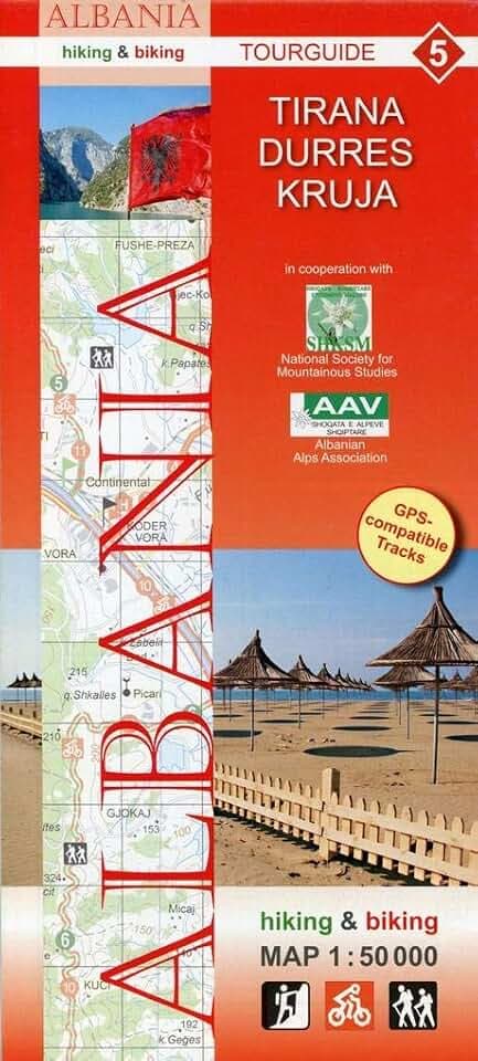 Albania hiking & biking 1:50000: Karte 5: Tirana - Durres - Kruja (Tourguide Albanien "Hiking & Biking" 50 T., Band 5)