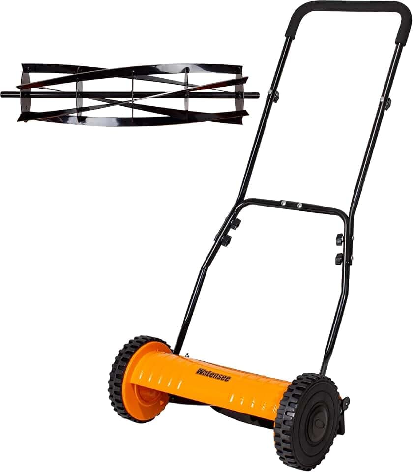 Walensee 14-Inch Manual Lawn Mower, 5-Blade Push Reel, 4 Heights