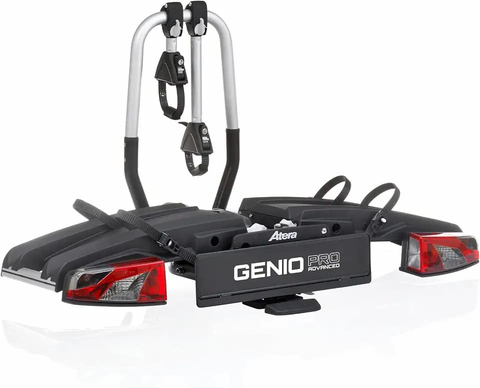 Atera 022780 PKW Fahrradträger Genio Pro Advanced, faltbar mit Rückleuchten - für 2 Fahrräder oder E-Bike, Silber