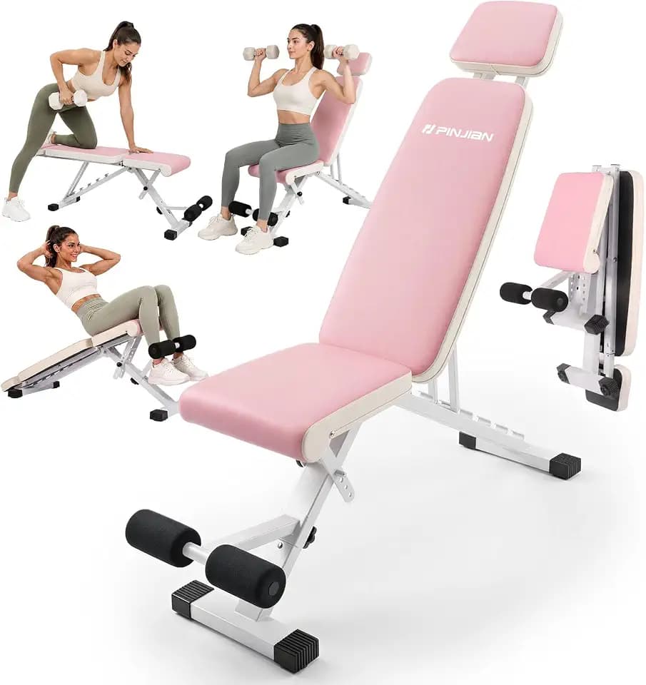 Foldable Weight Bench - Adjustable Workout Bench for Full Body Exercise, Multi-Purpose Gym Bench for Dumbbell Training & Sit-ups, Compact Space Saving Design