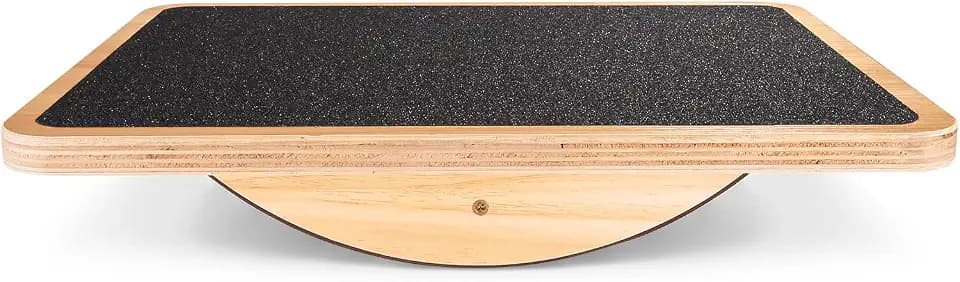 StrongTek Professional Wooden Balance Board, Rocker Board, Wood Standing Desk Accessory, Balancing Board for Under Desk, Anti Slip Roller, Core Strength, Stability, Office Balance Boards