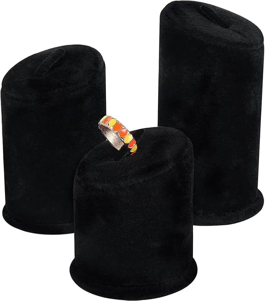 FINGERINSPIRE 3 Stück Ständer Velet Schwarz 3 Höhen für Ring Schmuck