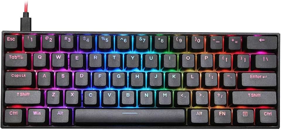EPOMAKER Anne Pro2 Bluetooth Tastatur Mechanisch mit RGB Beleuchtete, PBT Tastenkappen NKRO Programmierbar for Win/Mac/Gaming (US-Layout)