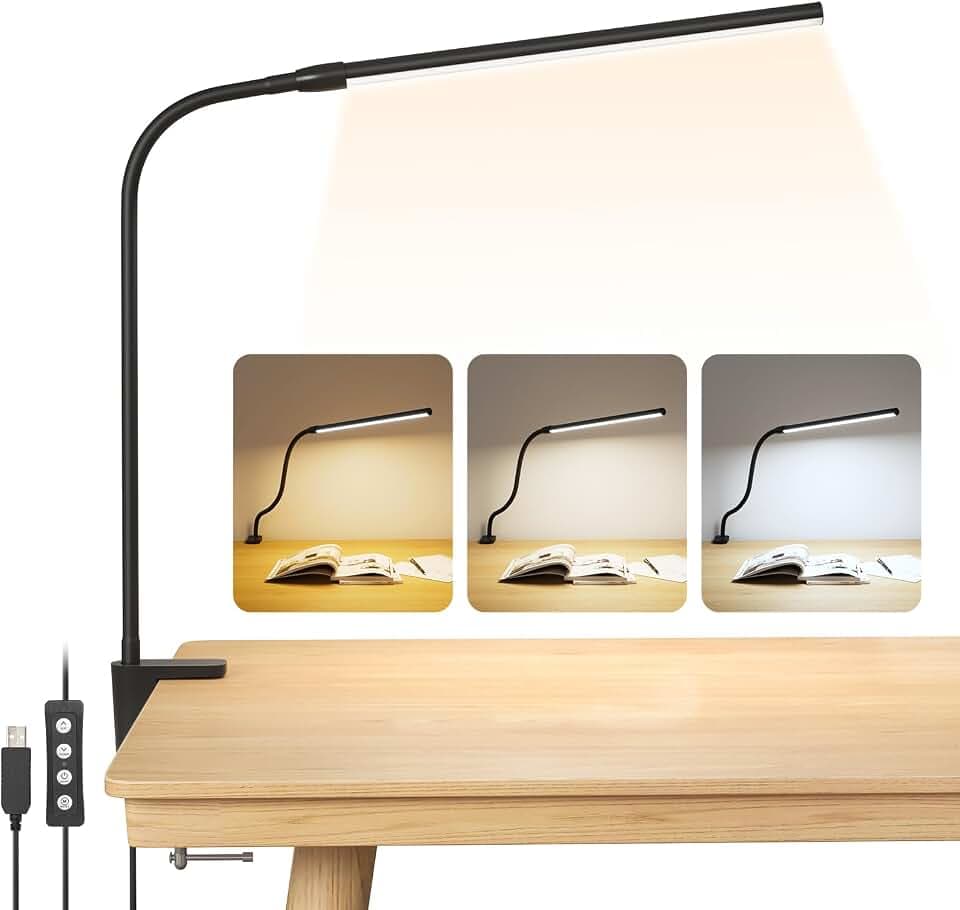 Lepro LED Schreibtischlampe Klemmbar, Augenschutz Klemmleuchte Schwenkarm
