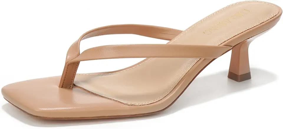 LULLASONG Women's Kitten Heels Sandals Square Open Toe Flip Flop Heels 1.8-2 Inch Heeled Sandals for Women