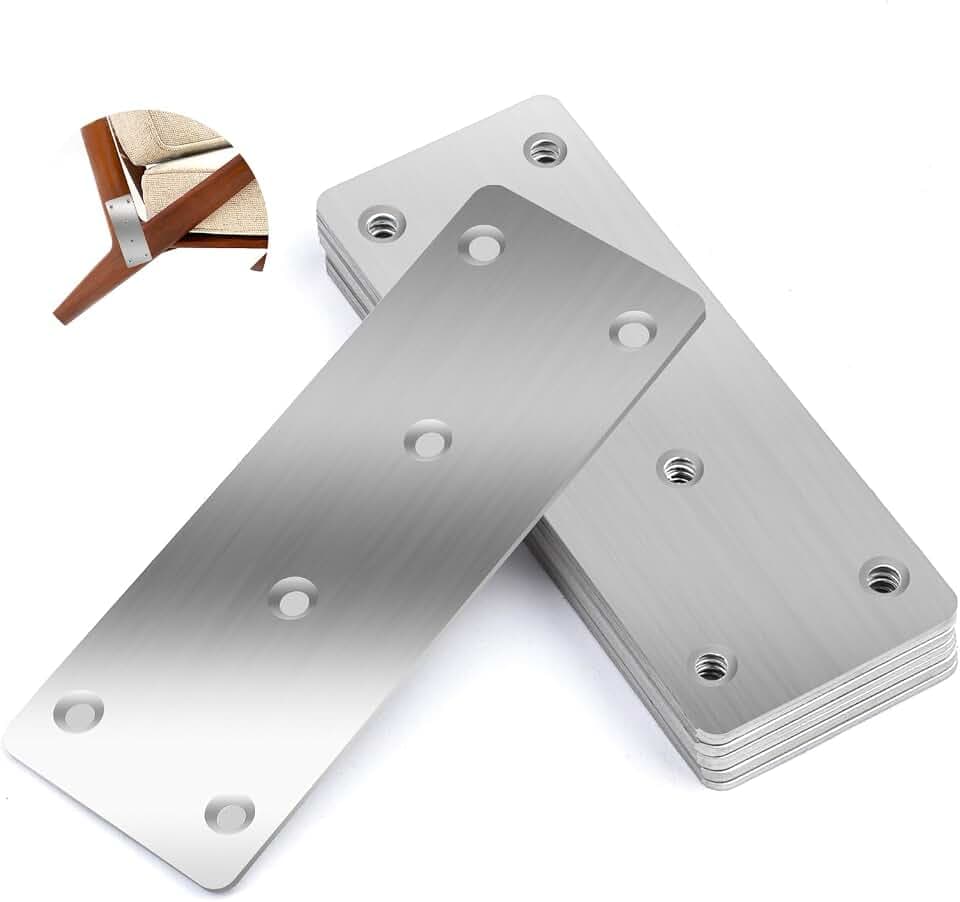 10 Stück Flachverbinder Edelstahl, 130 x 48 x 2 mm Holzverbinder (Silber)
