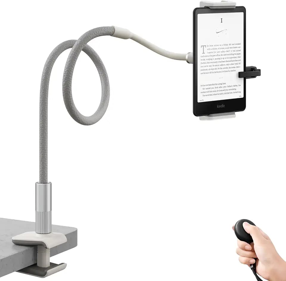 SAIJI 39.3" Gooseneck Kindle Holder with Long Battery Remote Page Turner