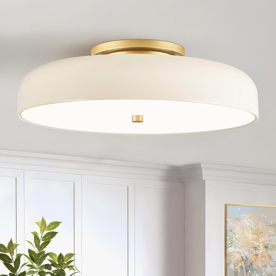 Dimmable LED Ceiling Light Fixture, Cream White, 5CCT, 15.7 Inch