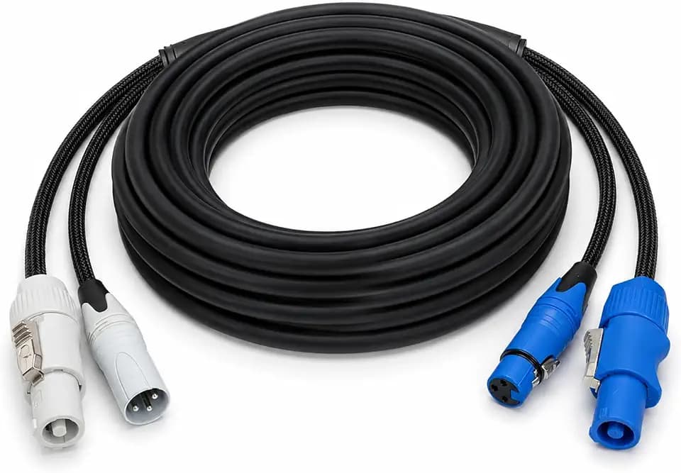 AMIMA 3x2.5mm² Powercon to Powercon & 3-Pin XLR Male to Female Hybrid Cable, Professional Power & DMX/Audio Signal Combo Cord for Stage Lighting, Active Speakers (78.74, Inches)