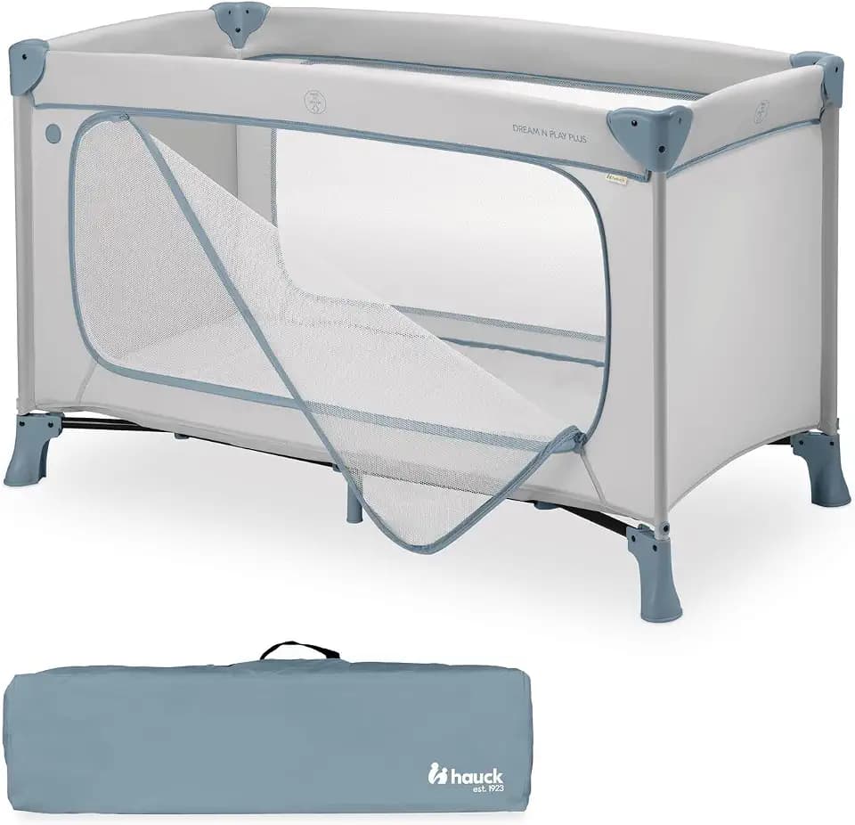 hauck Reisebett Baby mit XL Spielöffnung, Dream N Play Plus Dusty Blue