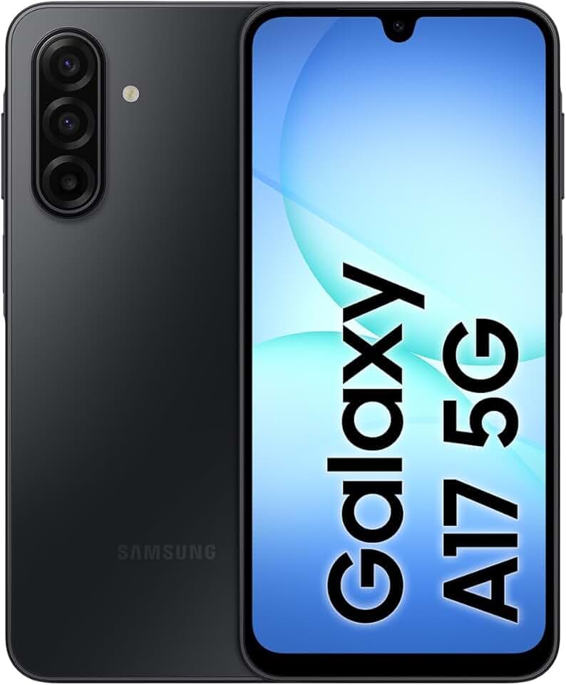 Samsung Galaxy A17 5G AI Smartphone, KI-Handy mit Android, Dünner 7,5-mm-Rahmen, 50-MP-Kamera, 128 GB Speicher, 4 GB RAM, 5.000-mAh-Akku, Black, 2,5 Jahre Herstellergarantie [Exklusiv auf Amazon]