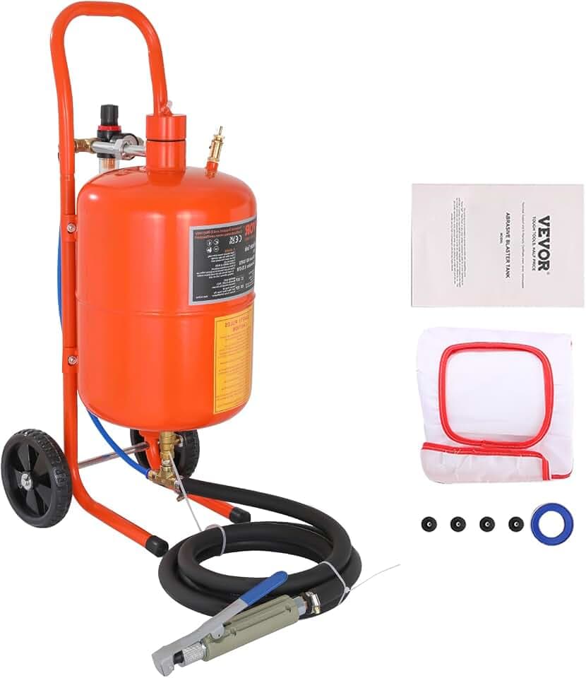 VEVOR Mobiles Sandstrahlgerät 18,92 L Sandstrahlanlage 243,84 cm ArbeitsschlauchSandstrahler 60–110 PSI Arbeitsdruck ideal zum Entfernen von Rost, Farbe, Flecken und das Polieren großer Flächen