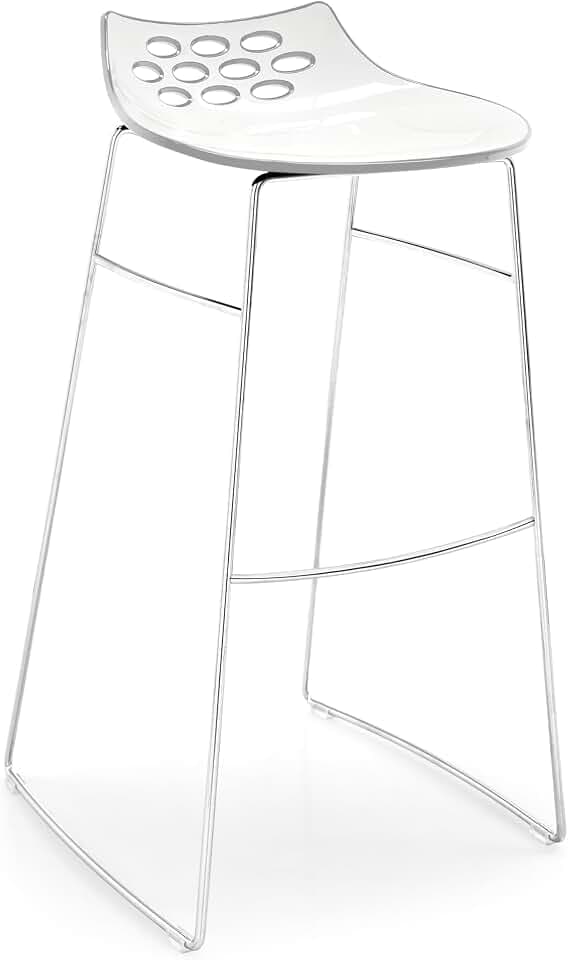 Connubia, Hocker Jam starr. Gestell verchromt, Sitz aus Polycarbonat, weiß/transparent