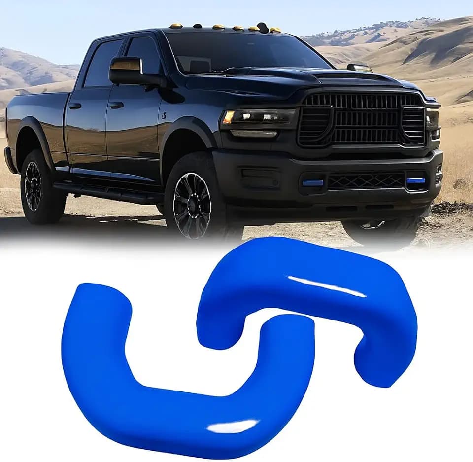 Tow Hook Covers Compatible with 2019 2020 2021 2022 2023 2024 2025 2026 Ram 2500/3500 Accessories - Tow Hitch Covers Fit for Ram Truck Accessories - Upgrade Design, Silicone Rubber (Blue)
