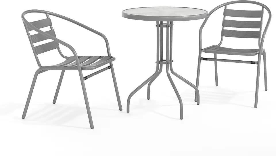 Flash Furniture 23.75 in Aluminum Round Table, Silver