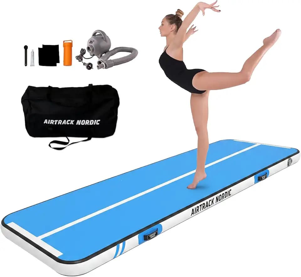 AirTrack Nordic Home Special Edition Air Track Matte 3m/4m/5m/6m/7m/8m mit Luftpumpe, Turnmatte Aufblasbar für Gymnastik, Yoga, Langlebig & Einfach zu Transportiere Air Tracking Gymnastikmatte Zuhause