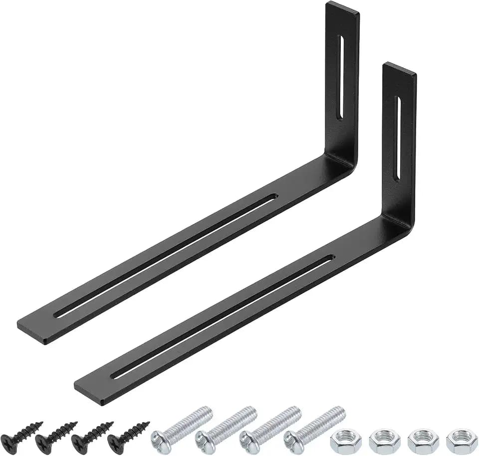 uxcell 2Pcs Adjustable L-Shape Corner Brace, 130 x 300 x 30mm l Corner Brace Slotted Joint Right Angle Bracket with Screws for Fixing Furniture Wood Shelves Cabinet Shelf, Black