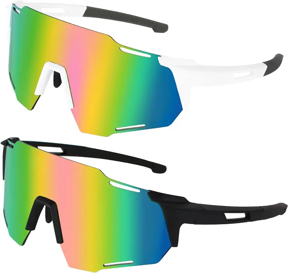 2 Stück Schnelle Brille, Fahrradbrille, Polarisierte Sport Sonnenbrille Fahrradbrille Winddicht UV 400 Schutzbrille für Radfahren Klettern Glof Freien