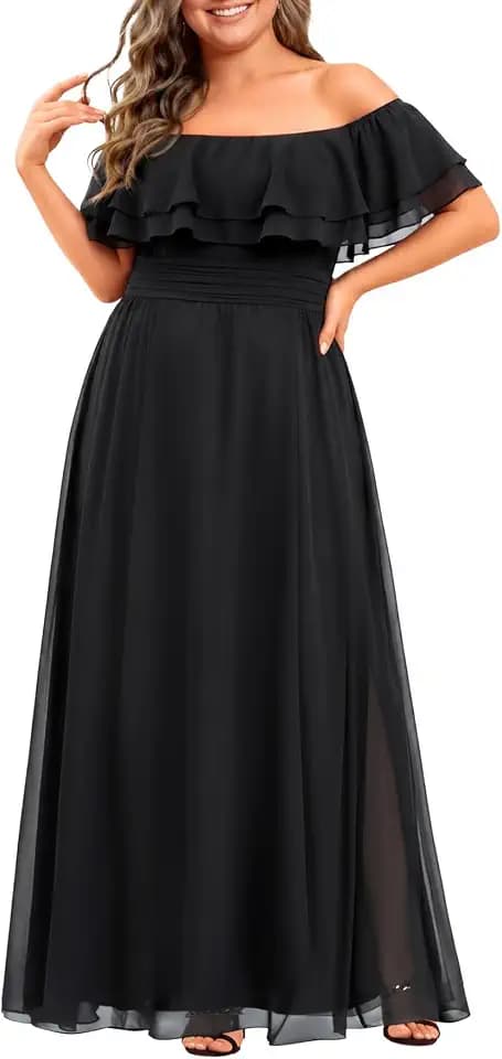 Pinup Fashion Plus Size Formal Bridesmaid Wedding Guest Chiffon Long Dress