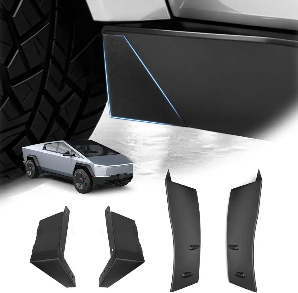 Autorder Mud Flaps Delete 2024-2026 Tesla Cybertruck Accessories All-Weather Splash Guards Delete Protect Paint Mudflap No Drilling Required Mud Guard Set 4PCS