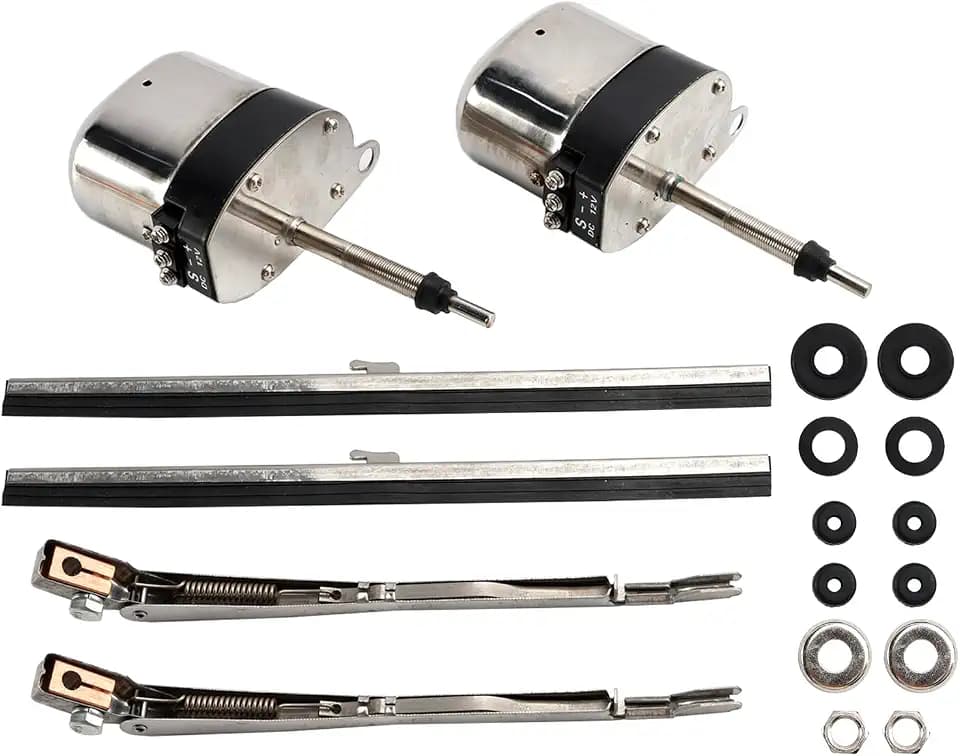 Pair of Stainless Windshield Wiper Motor Hot Street Rod 558SS, S6558 for Jeep for Ford 1932, for Vintage Classic Cars, for Hot Rods, Boats, ATV's